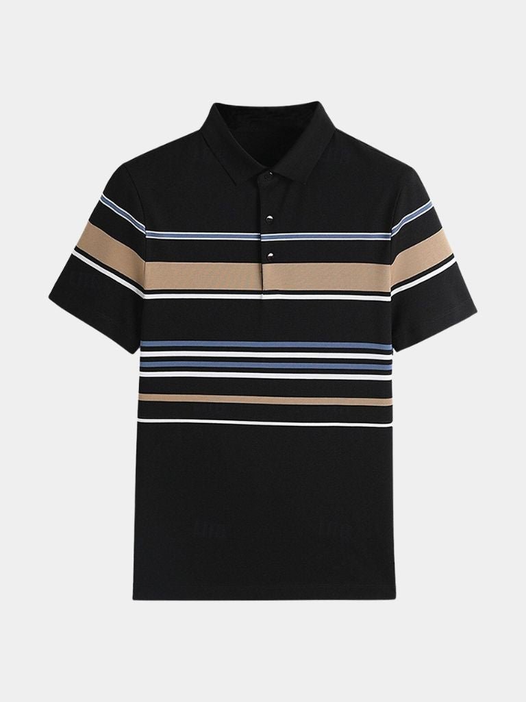 Diede | Witte polo met meerkleurige strepen