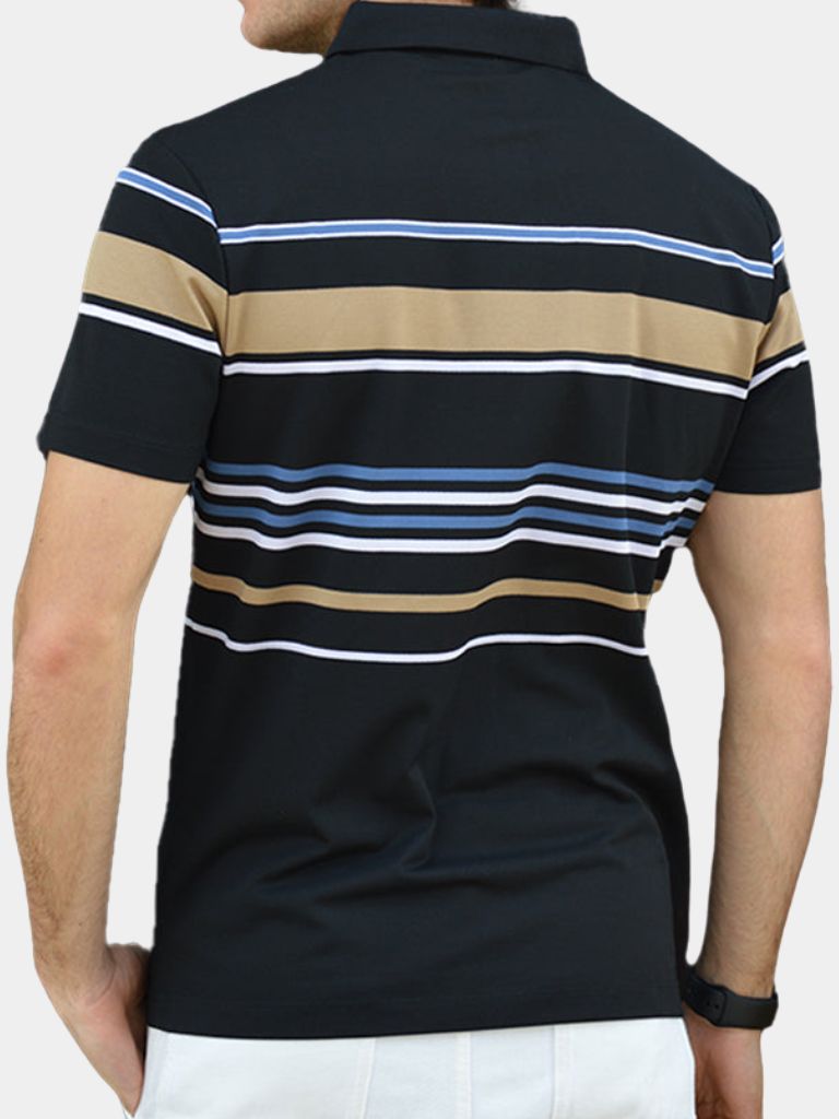 Diede | Witte polo met meerkleurige strepen