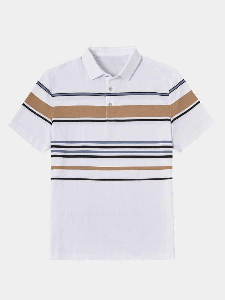 Diede | Witte polo met meerkleurige strepen