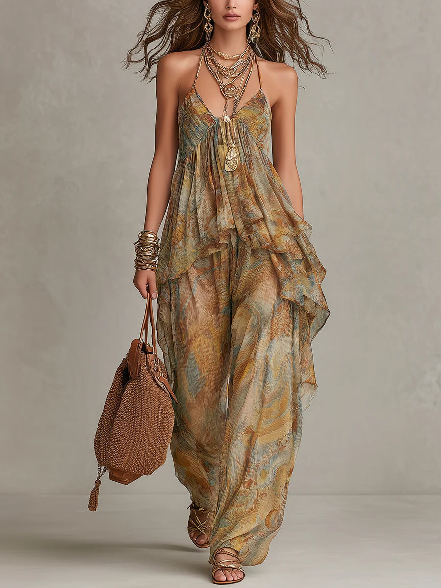 Doutzen | Set met ruches en bohemien print