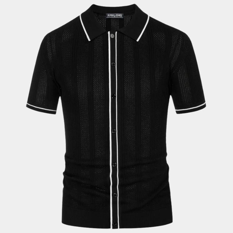 Elco | Crèmekleurige gebreide polo met rits