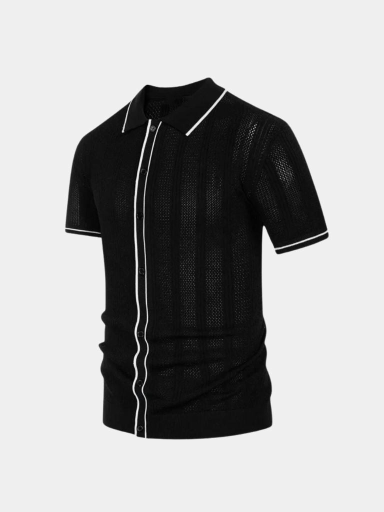 Elco | Crèmekleurige gebreide polo met rits
