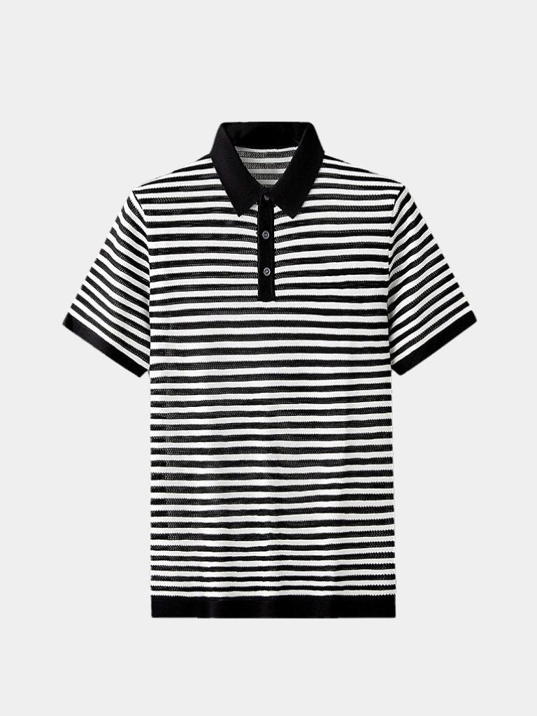 Ferry | Zwart-wit gestreepte polo