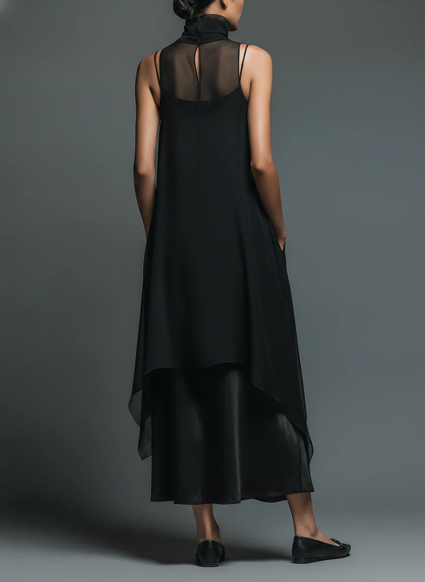 Fien | Maxi slipdress met doorschijnende chiffon laag