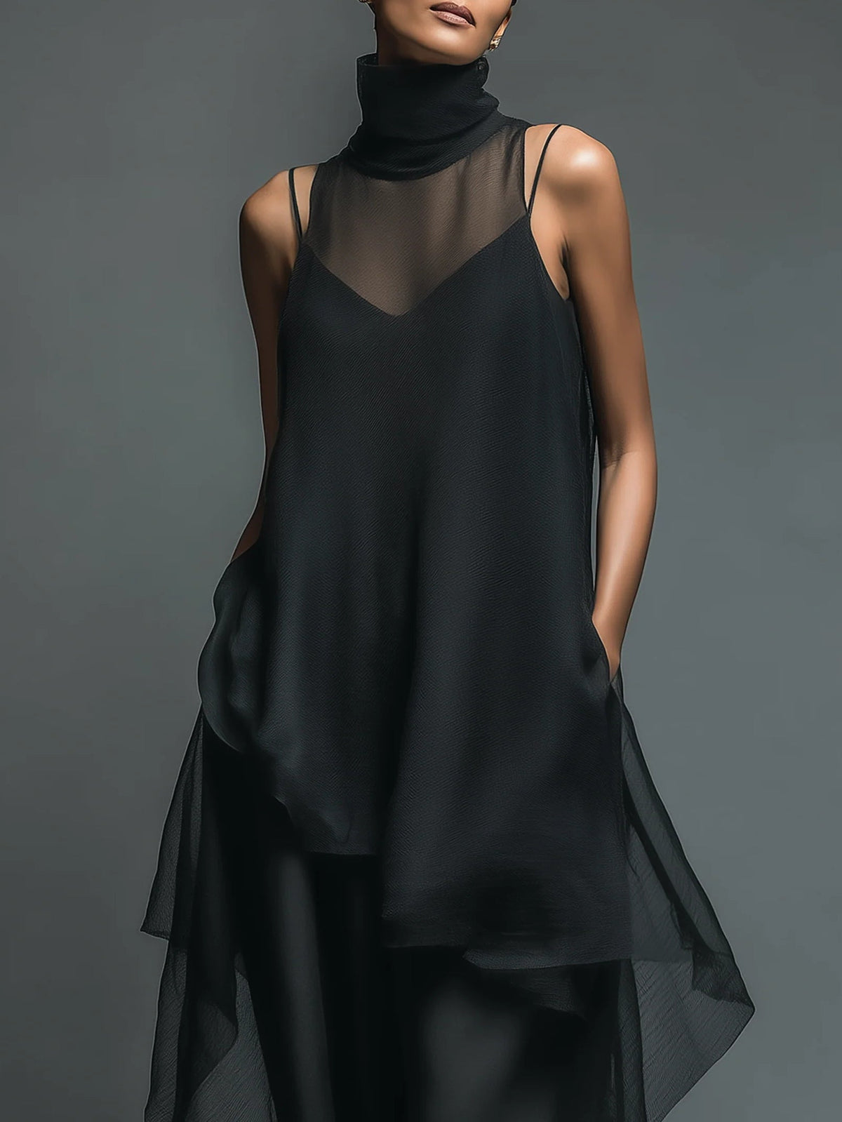 Fien | Maxi slipdress met doorschijnende chiffon laag