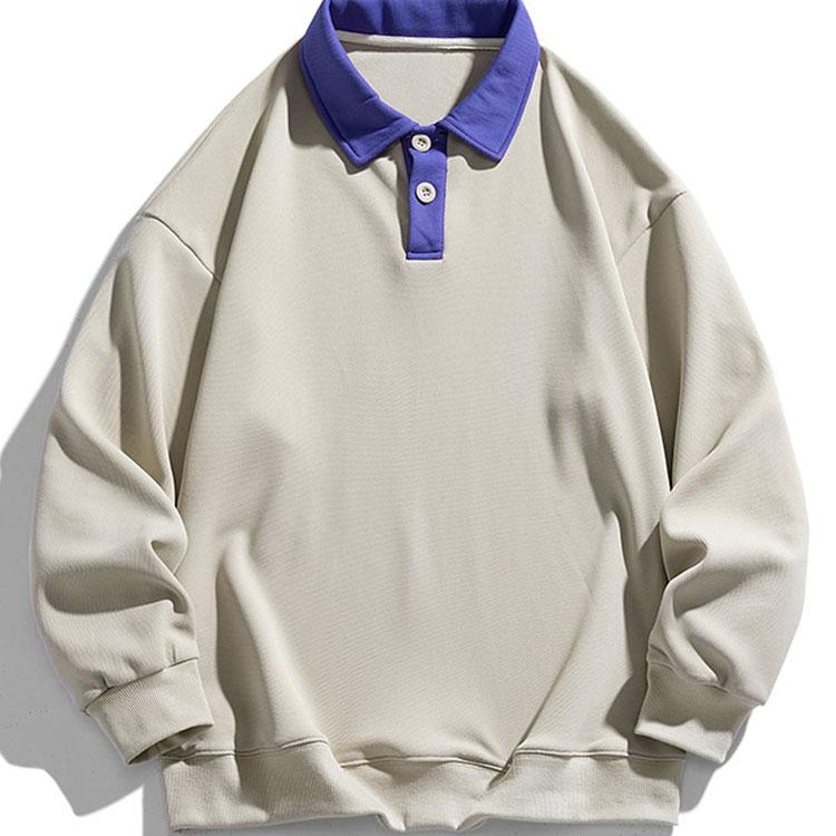 Finn | Polosweater met contrastdetails en wafelstructuur en relaxte pasvorm