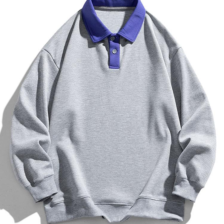Finn | Polosweater met contrastdetails en wafelstructuur en relaxte pasvorm