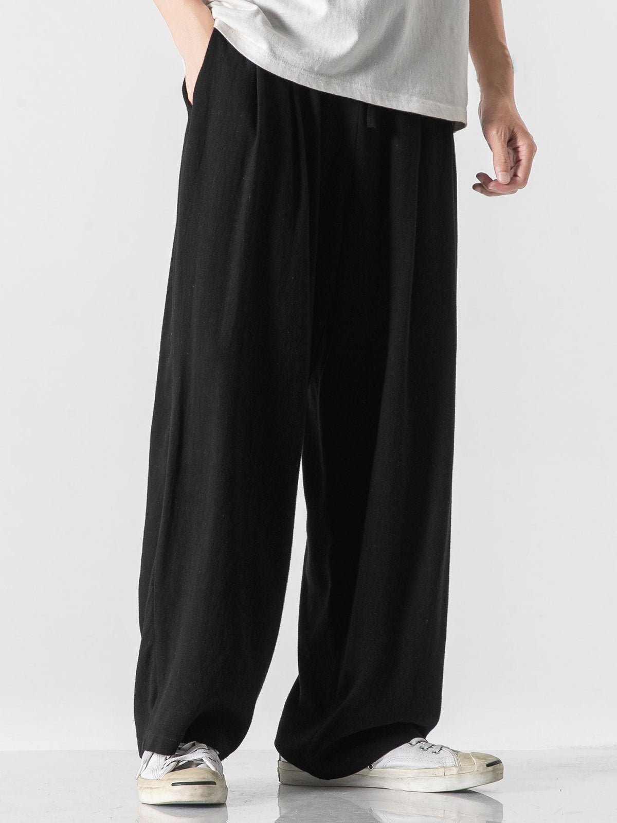 Floris | Linnen katoenen broek wide leg