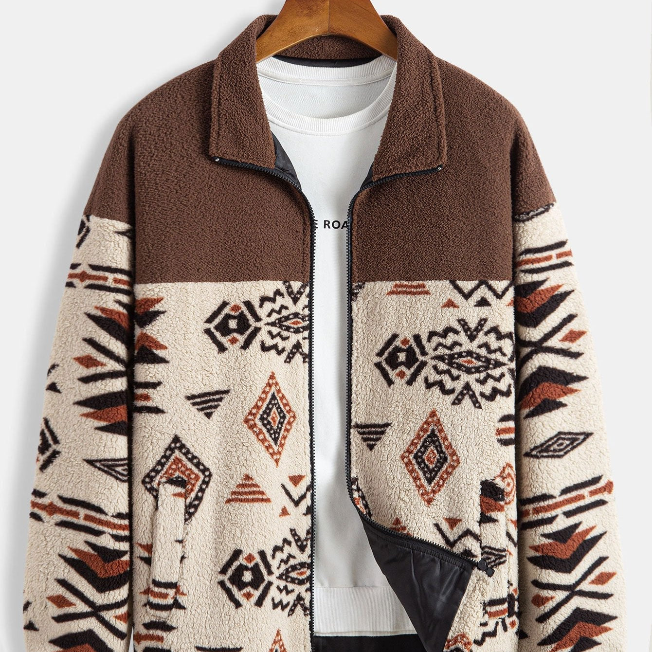 Floris | Teddyfleece jas met Azteekse print