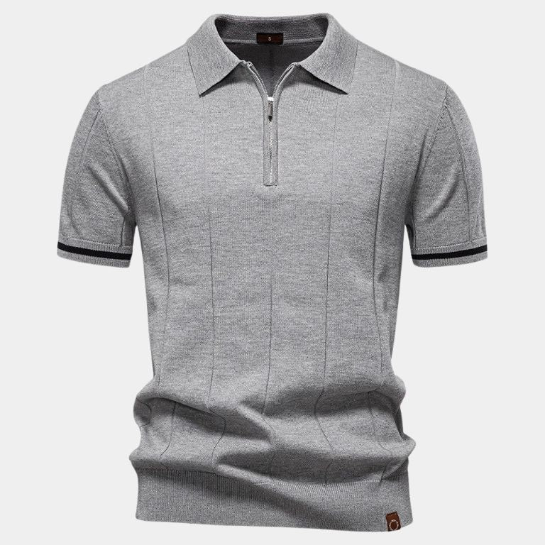 Frederik | Camelkleurige gebreide polo met ritskraag