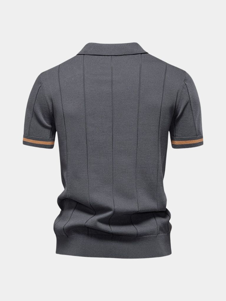 Frederik | Camelkleurige gebreide polo met ritskraag