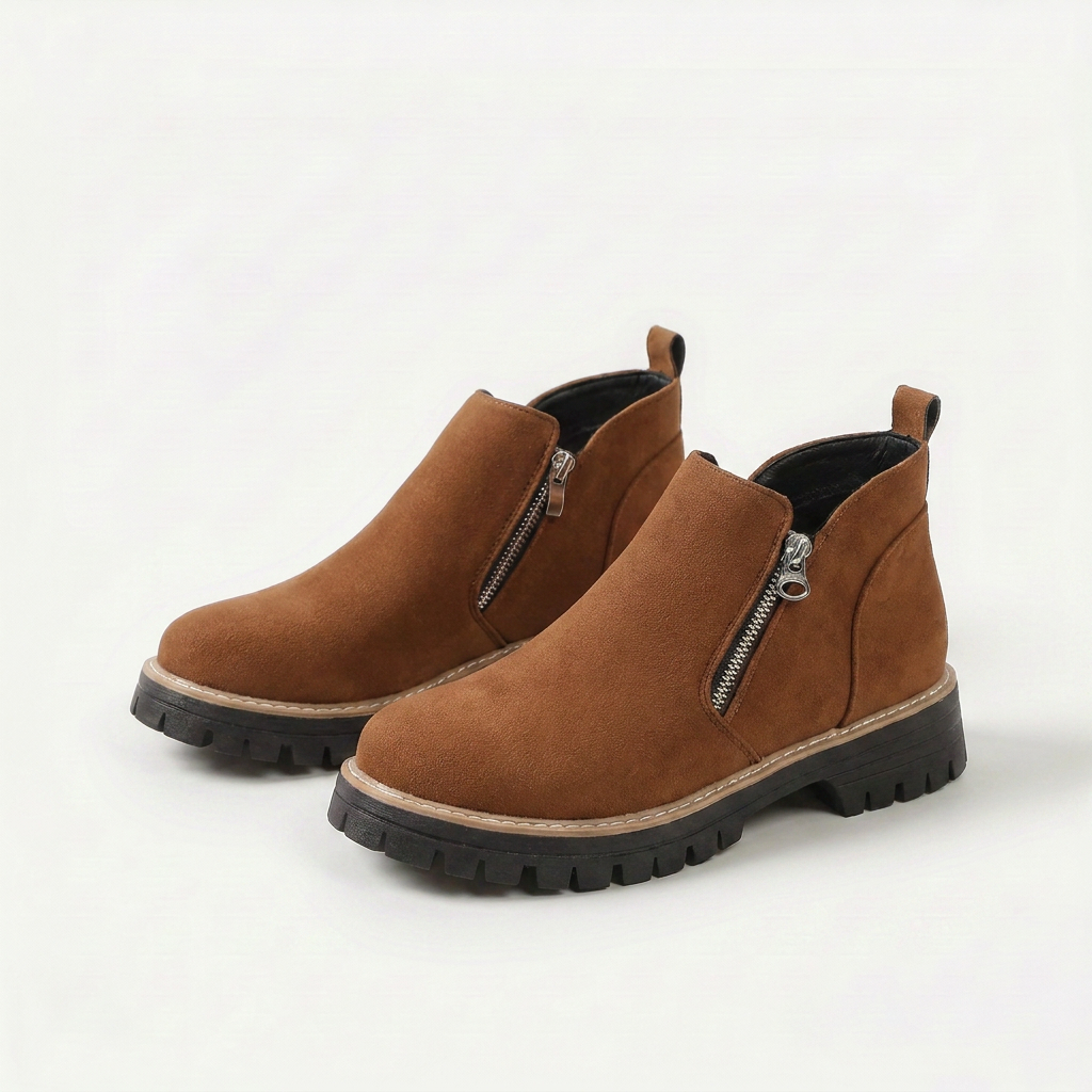 Frida | Plateau-Enkellaars met Dikke Zool – Stabiel en comfortabel voor herfst en winter