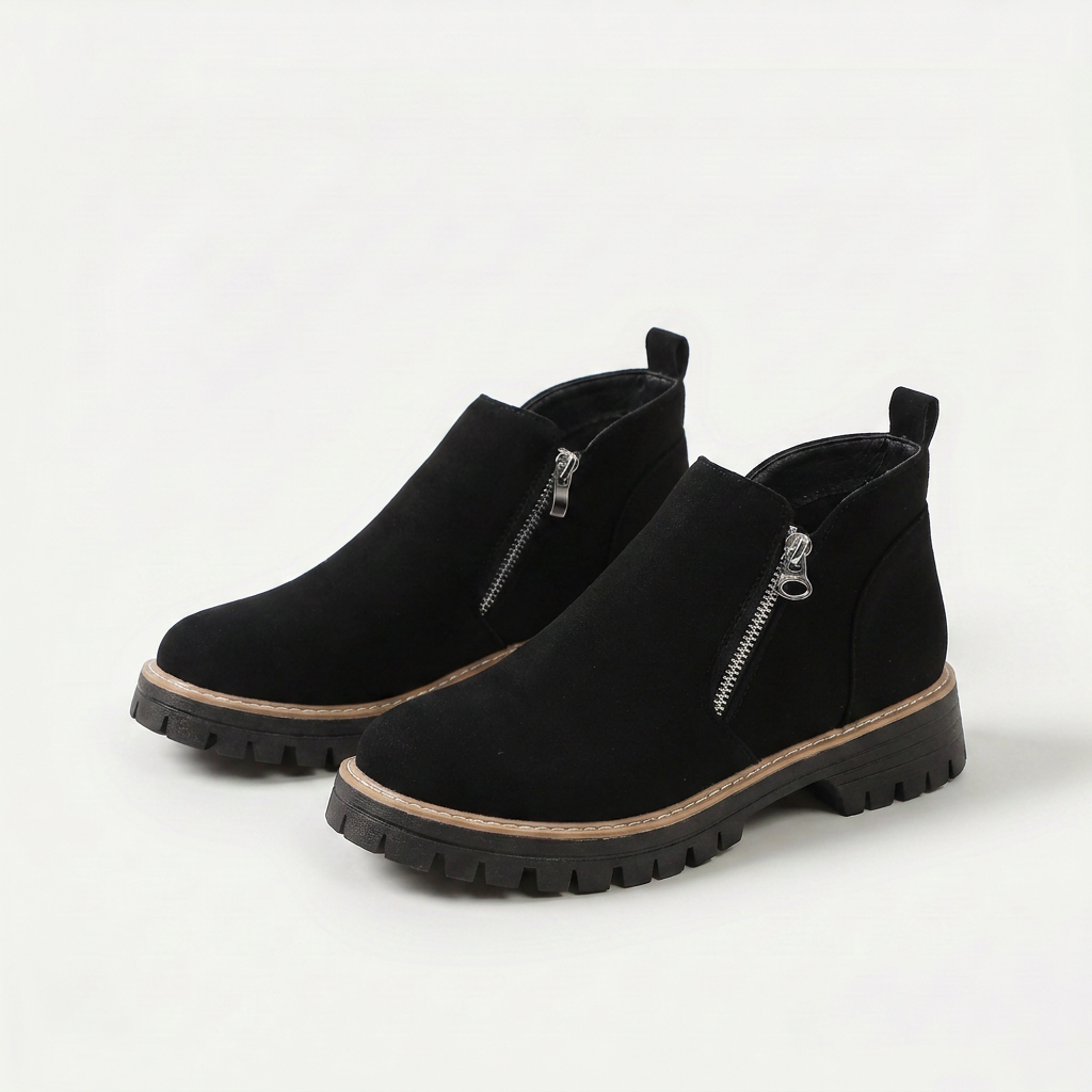 Frida | Plateau-Enkellaars met Dikke Zool – Stabiel en comfortabel voor herfst en winter