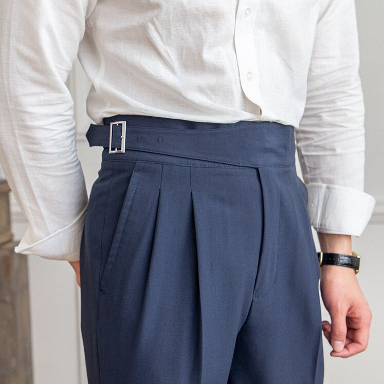 Hubert | Klassieke broek met hoge taille en gesp