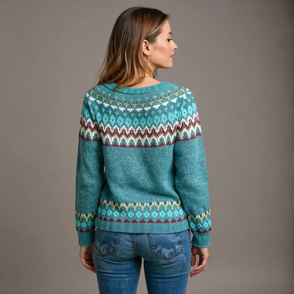 Geertje | Warme gebreide trui met vintage dessin
