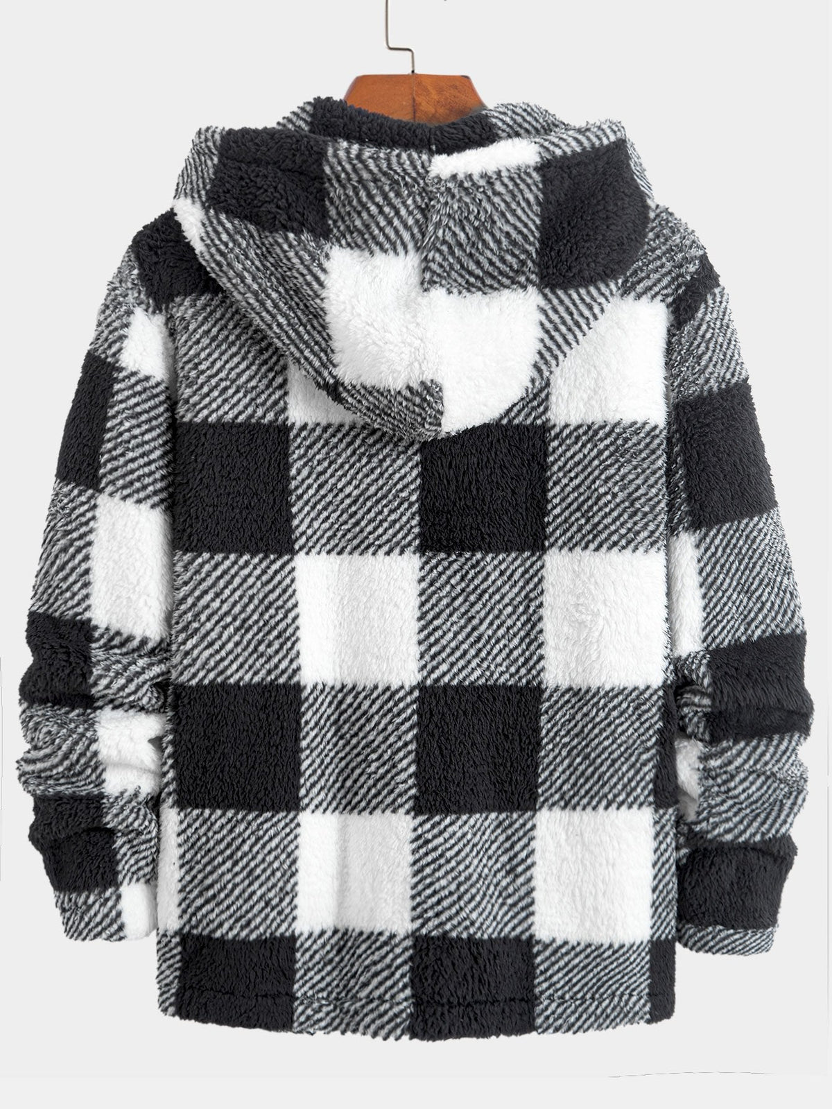 Gerard | Geruite teddyfleece jas met capuchon