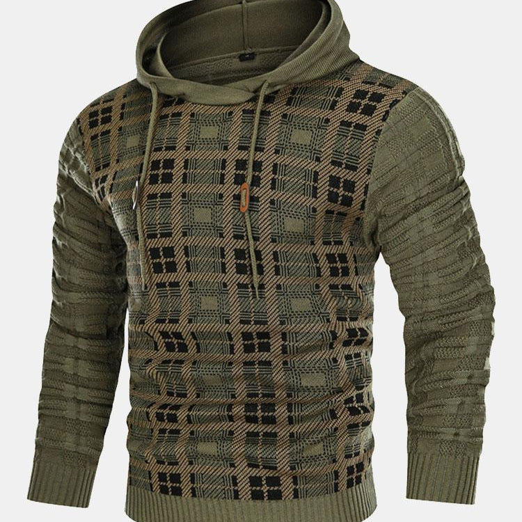 Gerard | Slim-fit trui met capuchon en ruitpanelen