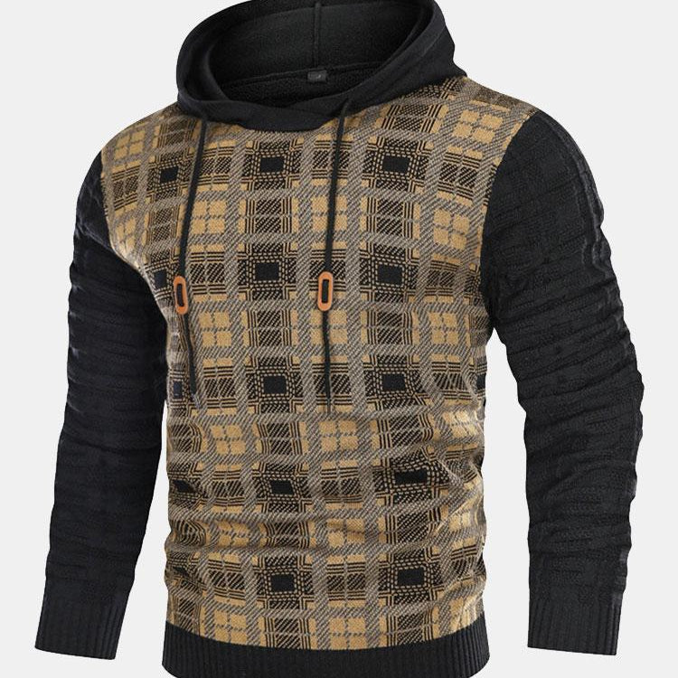 Gerard | Slim-fit trui met capuchon en ruitpanelen