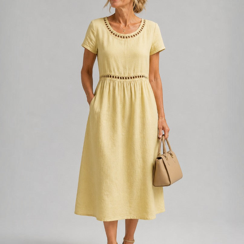 Gerry | Zomerjurk in oudroze met linnenlook
