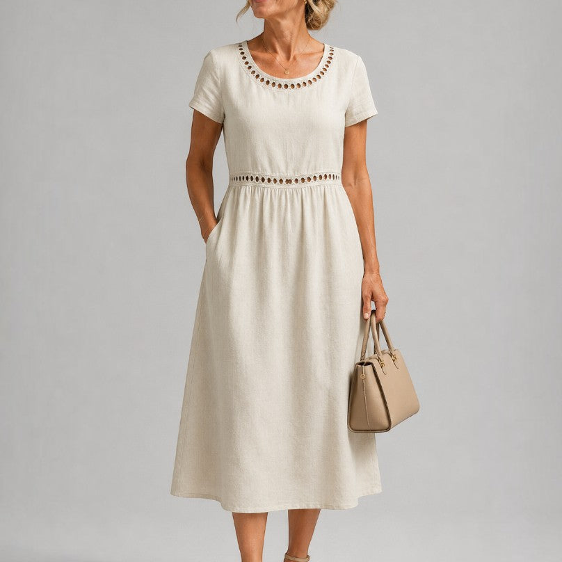 Gerry | Zomerjurk in oudroze met linnenlook