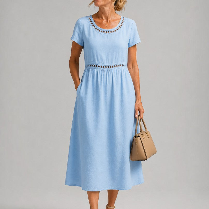 Gerry | Zomerjurk in oudroze met linnenlook