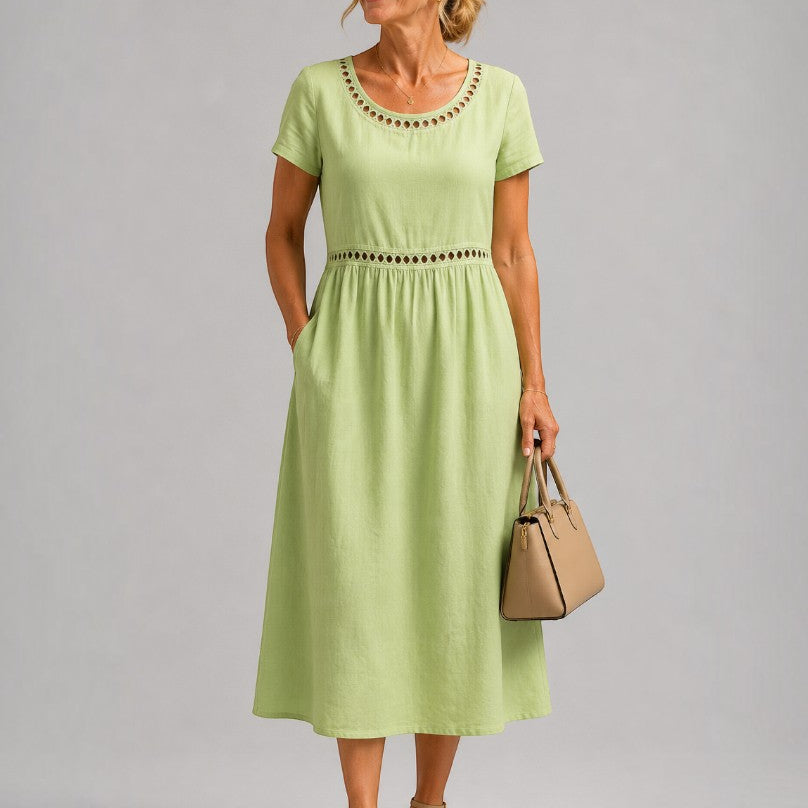 Gerry | Zomerjurk in oudroze met linnenlook