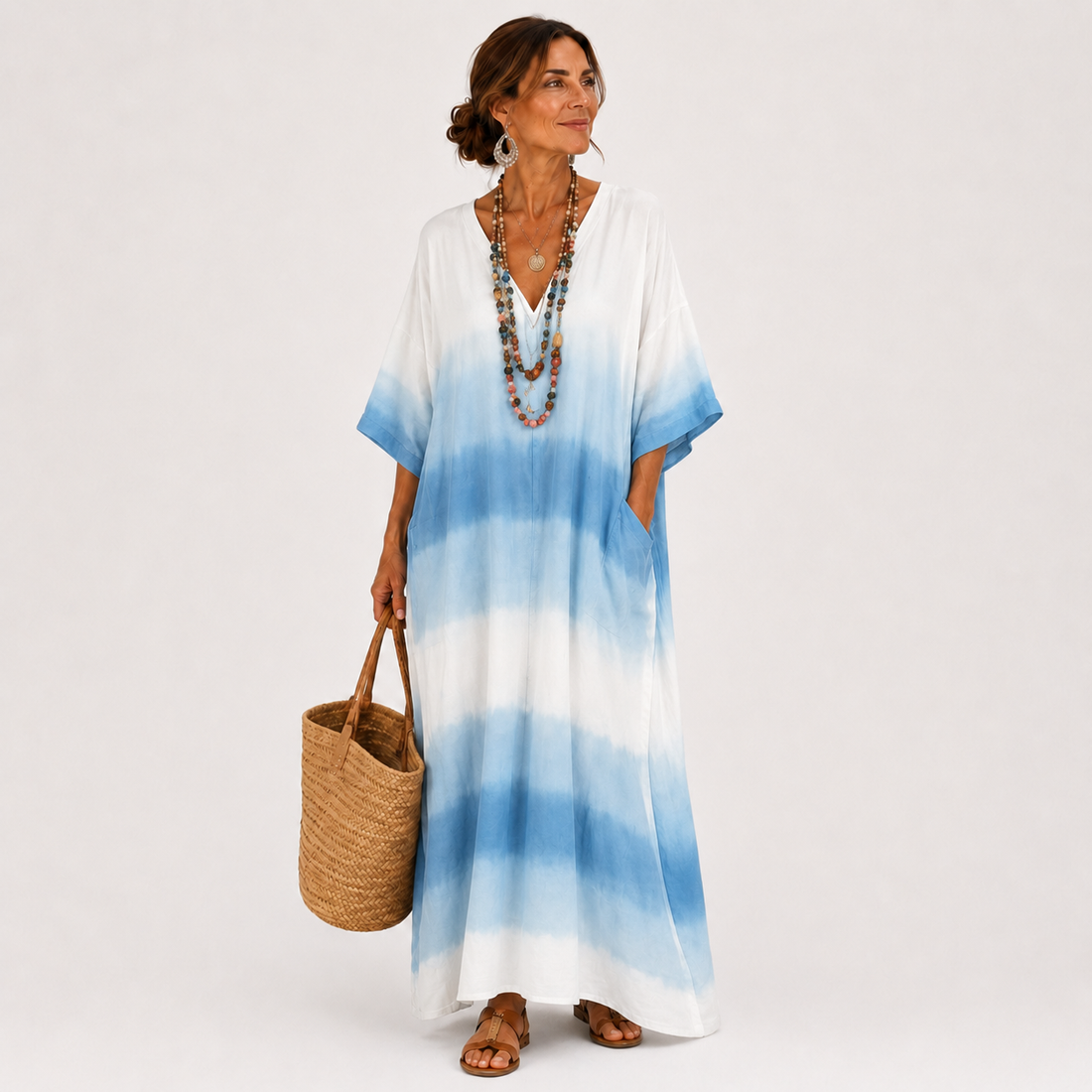 Harmke | Blauwe kaftan met kleurverloop