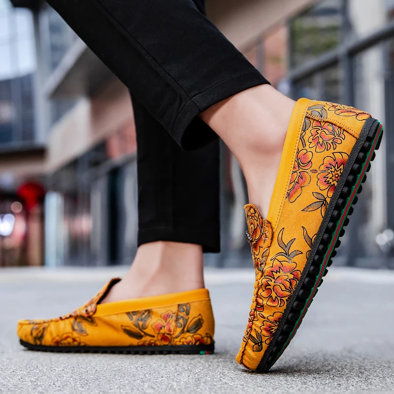 Heiko | Leren loafers met bloemenreliëf