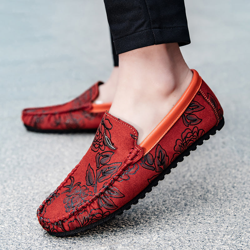 Heiko | Leren loafers met bloemenreliëf