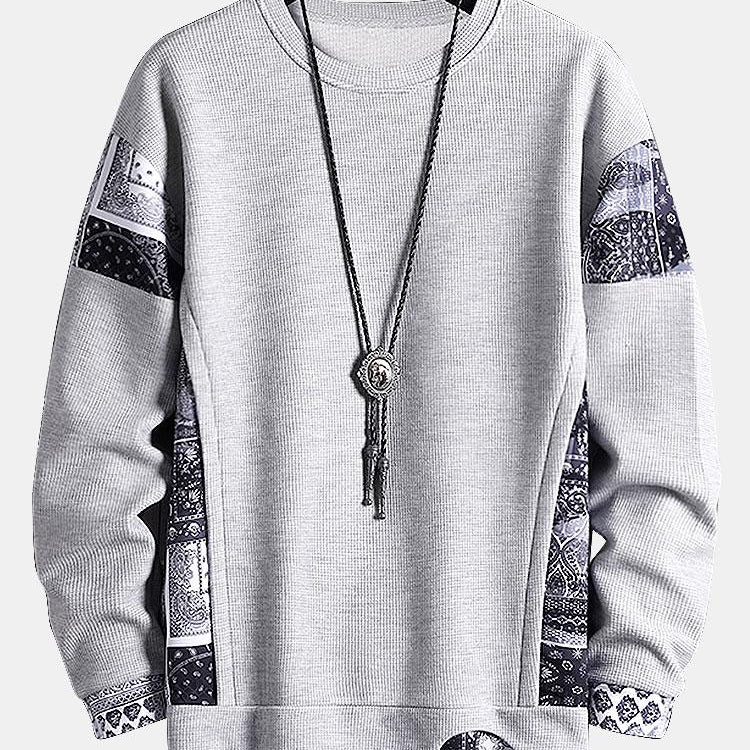 Hein | Sweater met paisleypanelen en wafelstructuur
