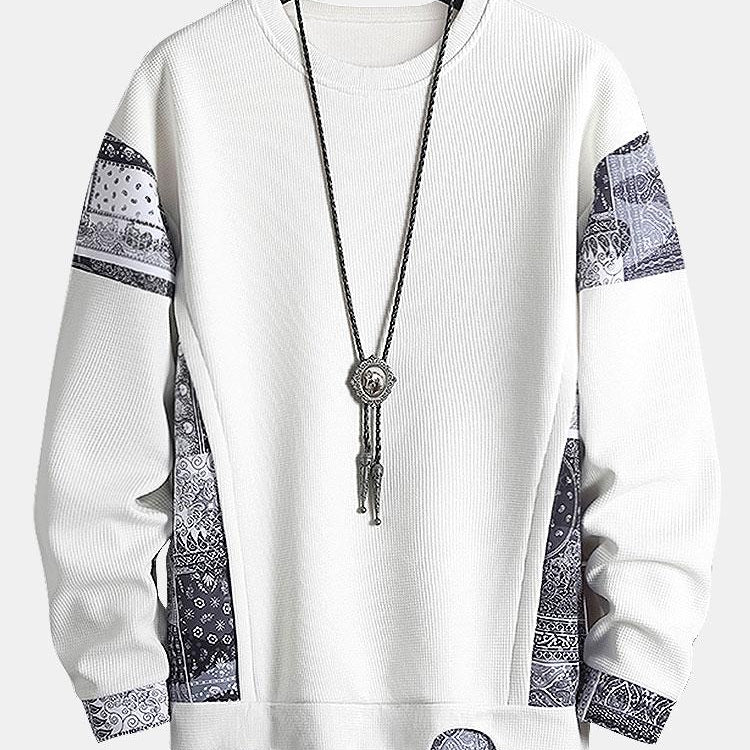 Hein | Sweater met paisleypanelen en wafelstructuur