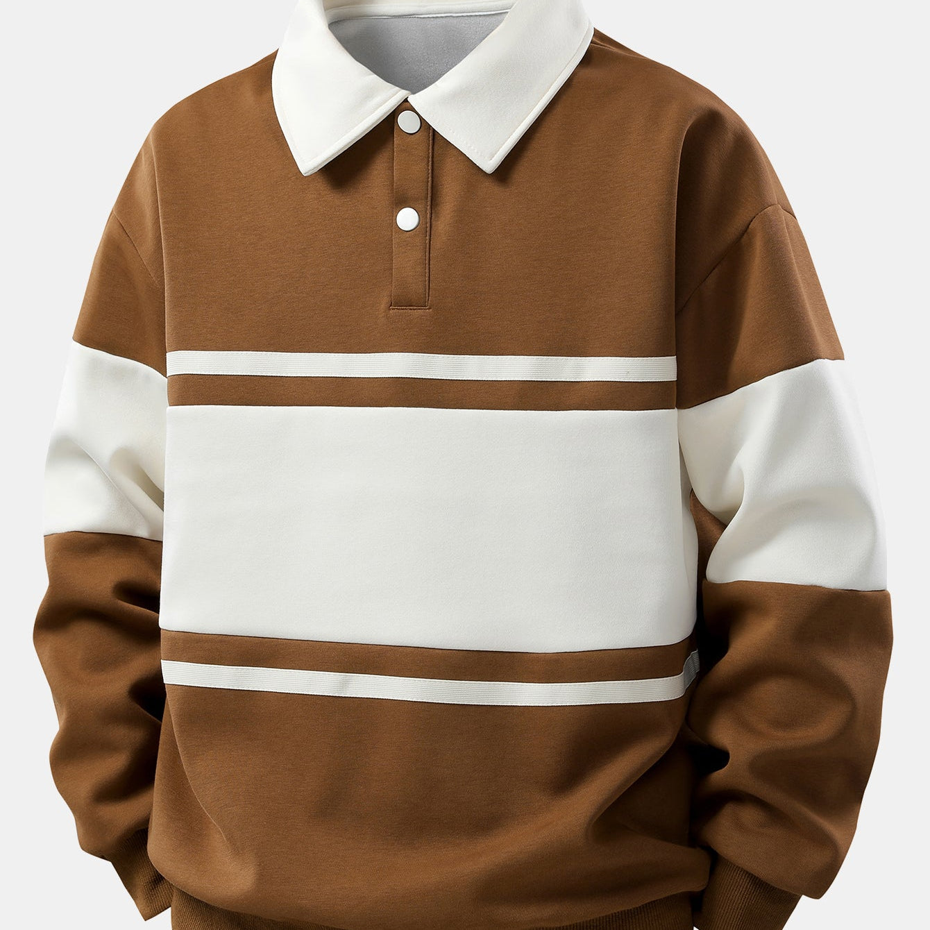 Hendrik | Polosweater met patchworkdetails en kleurvlakken en relaxte pasvorm