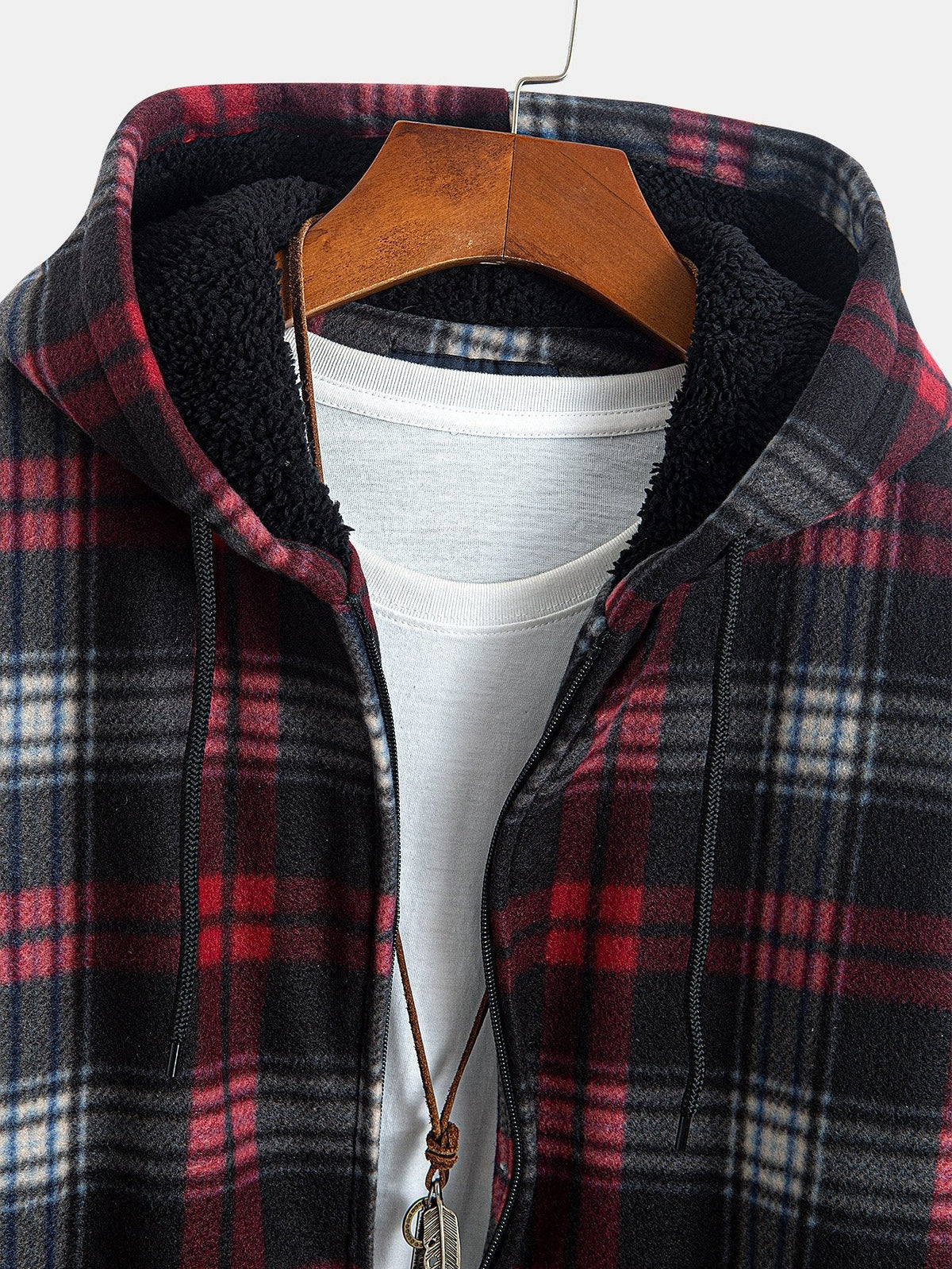 Henk | Flanellen hoodie met teddyvoering