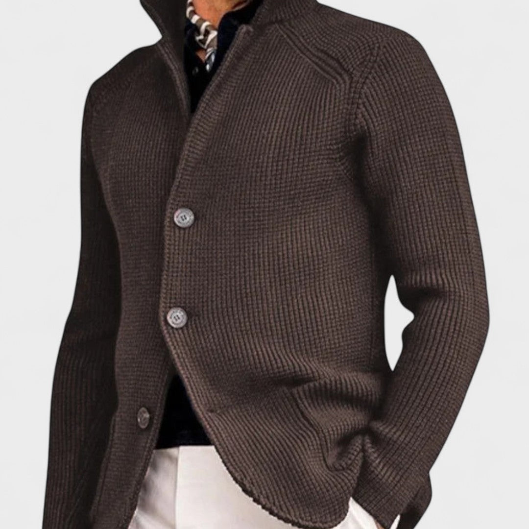 Elbert | Marineblauw ribgebreid vest met knopen