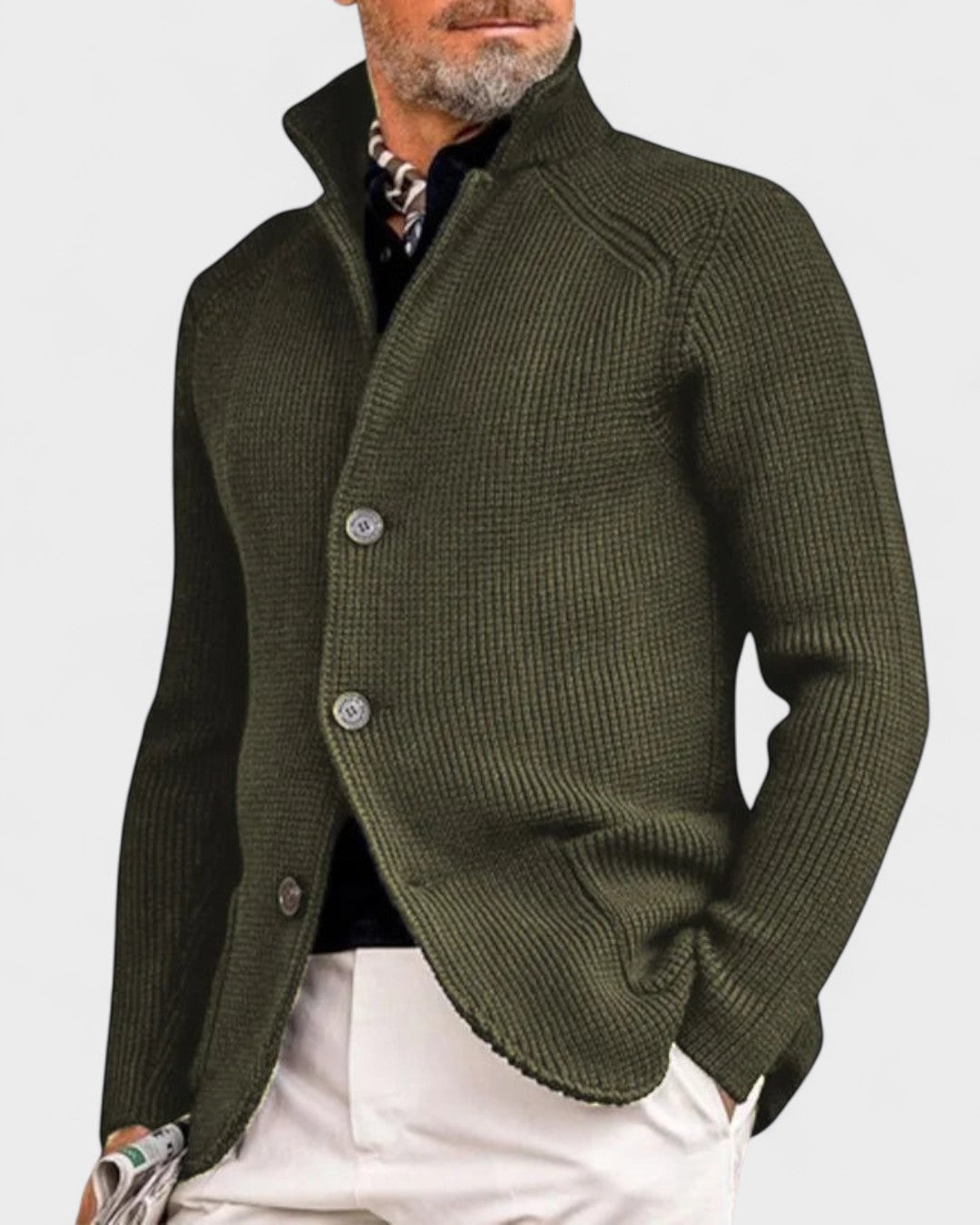 Elbert | Marineblauw ribgebreid vest met knopen