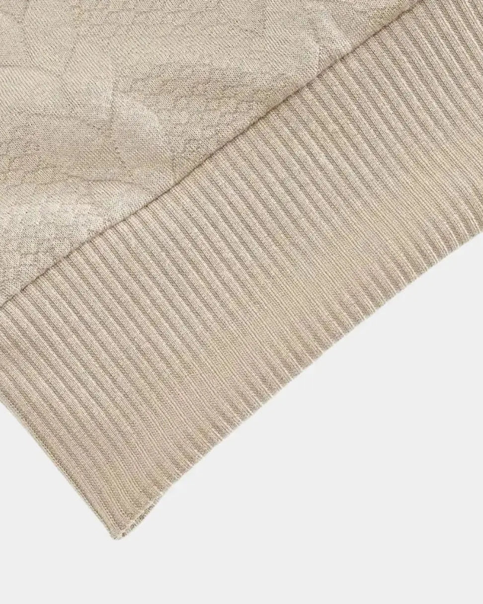 Jentje | Crèmekleurige kabeltrui met halve rits