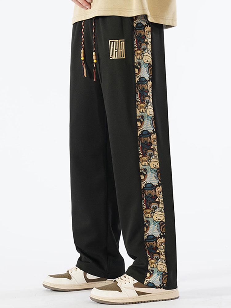 Hidde | Straight leg broek met beer print