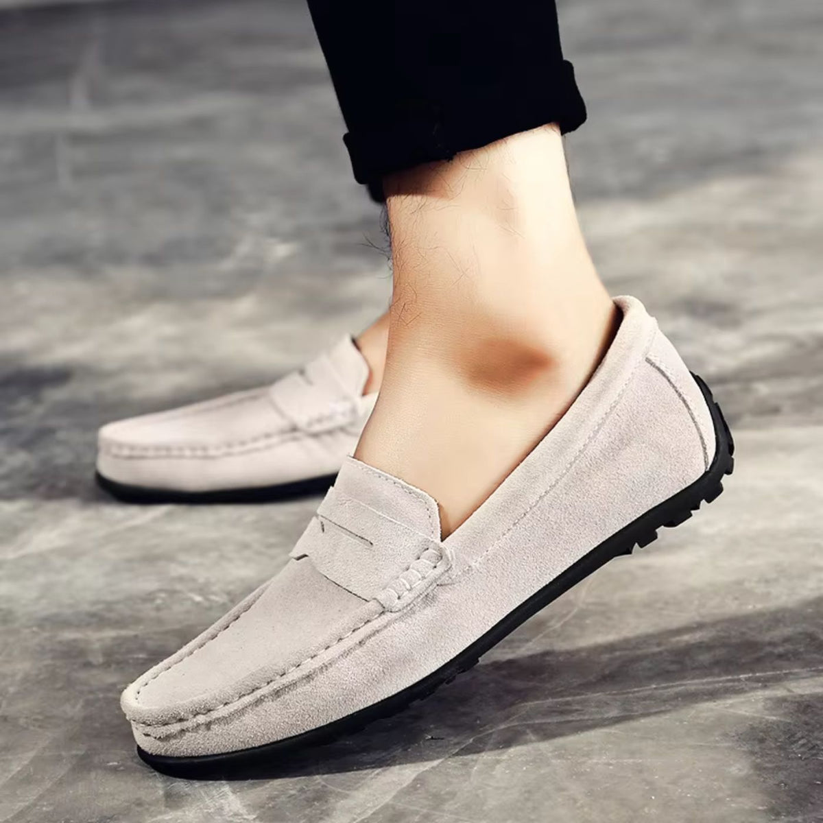 Hiddo | Zachte blauwe suède loafers