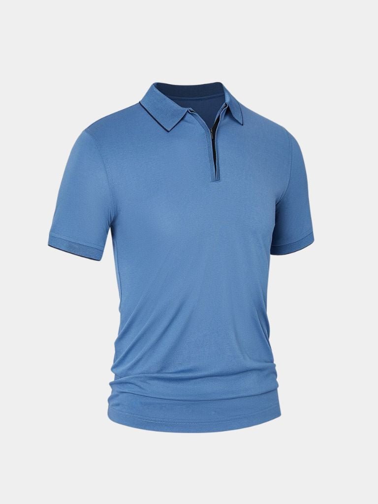 Hilbrand | Blauwe polo met korte rits