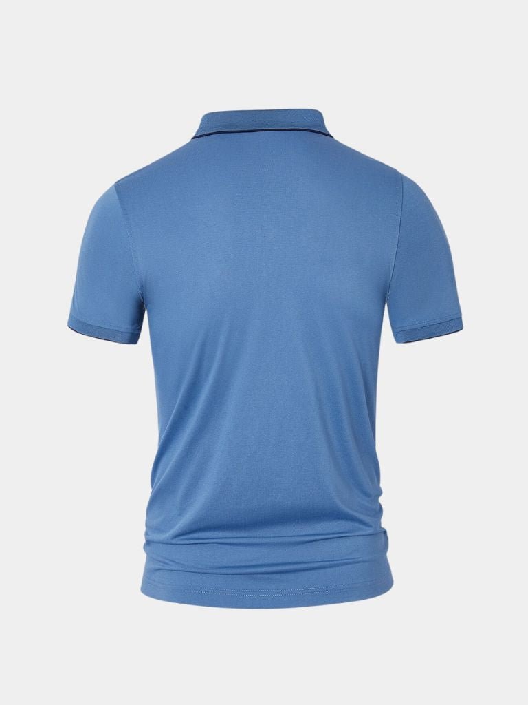 Hilbrand | Blauwe polo met korte rits