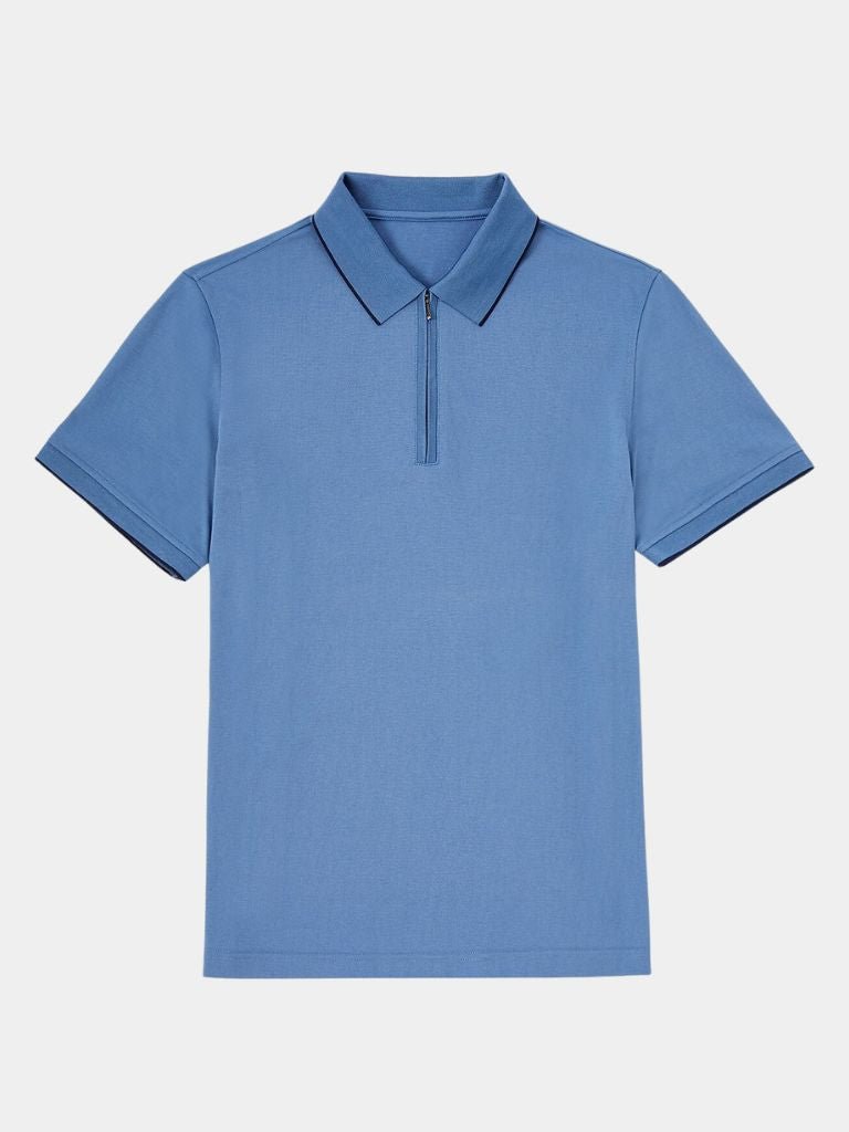 Hilbrand | Blauwe polo met korte rits