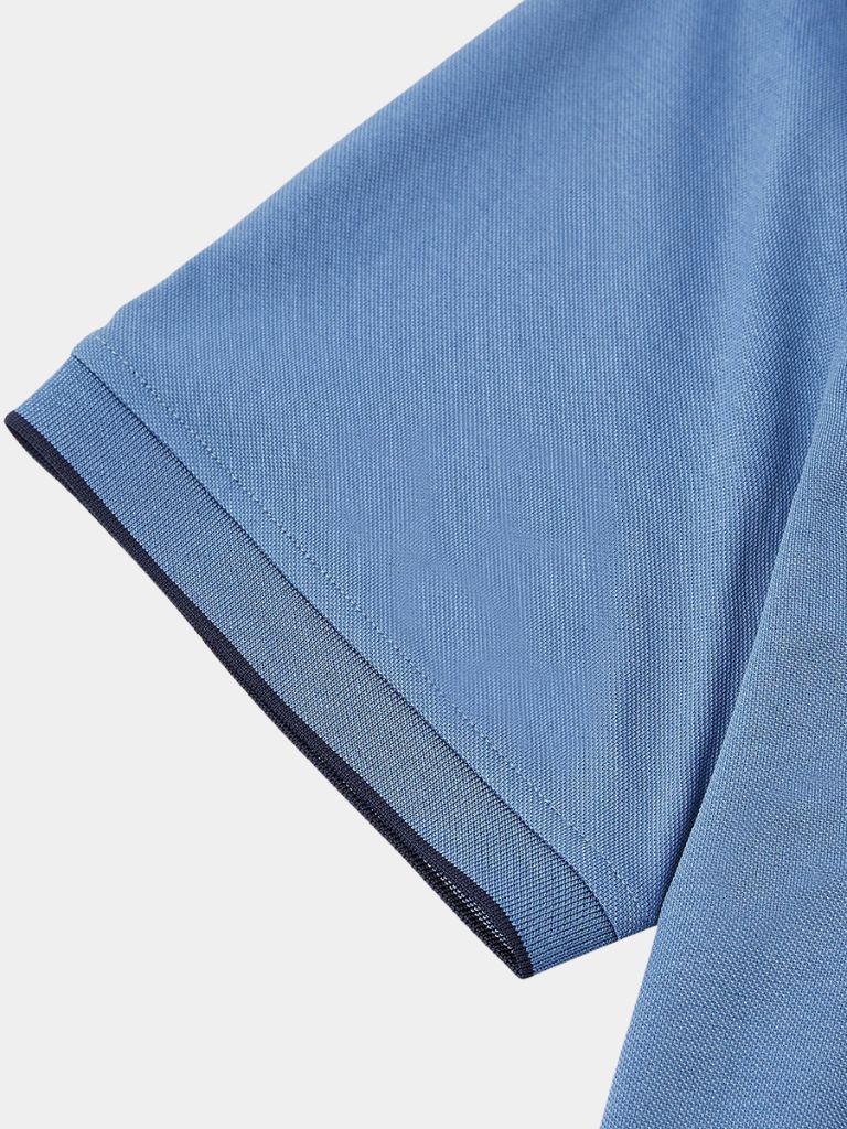 Hilbrand | Blauwe polo met korte rits