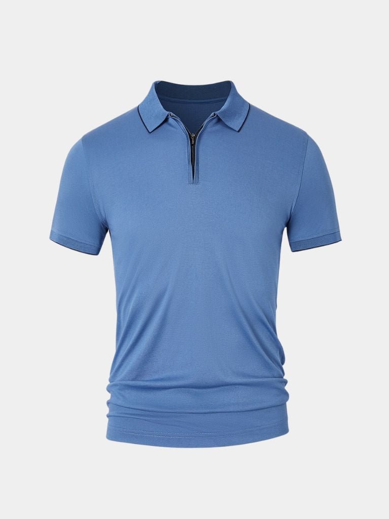 Hilbrand | Blauwe polo met korte rits