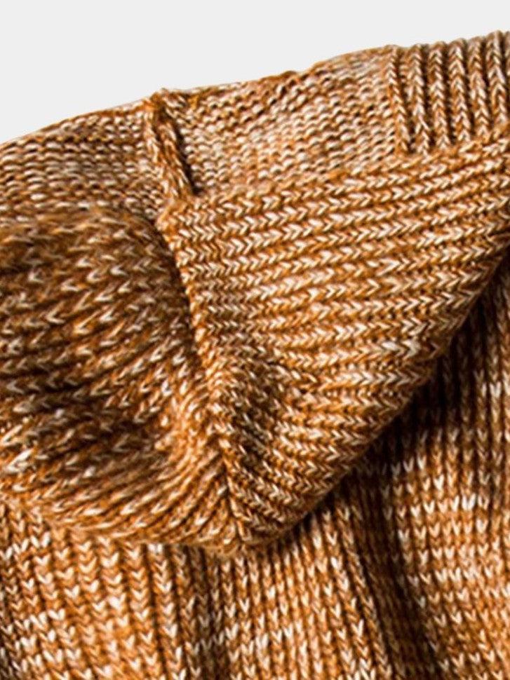 Ype | Bruin gebreid vest met capuchon