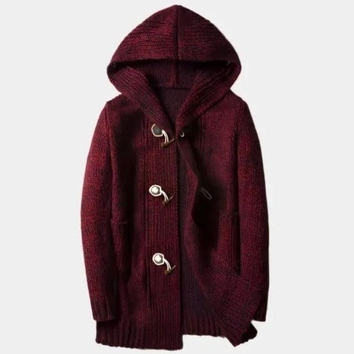 Ype | Bruin gebreid vest met capuchon