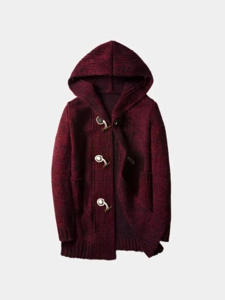 Ype | Bruin gebreid vest met capuchon