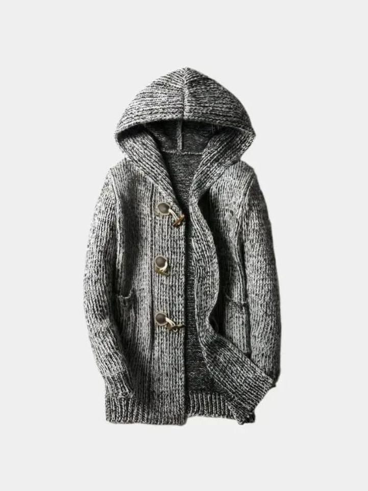 Ype | Bruin gebreid vest met capuchon