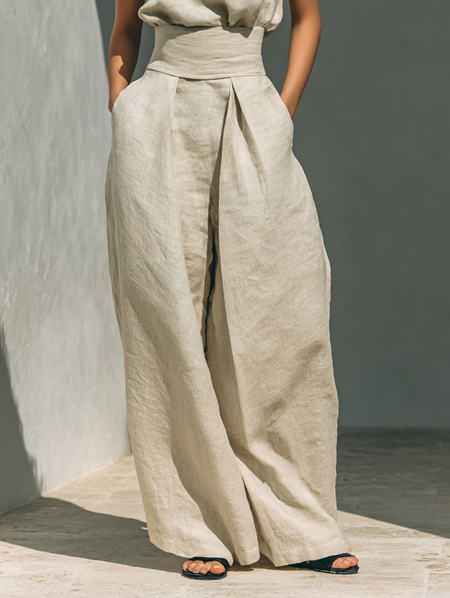 Hiske | Set met mouwloze blouse en wijde broek
