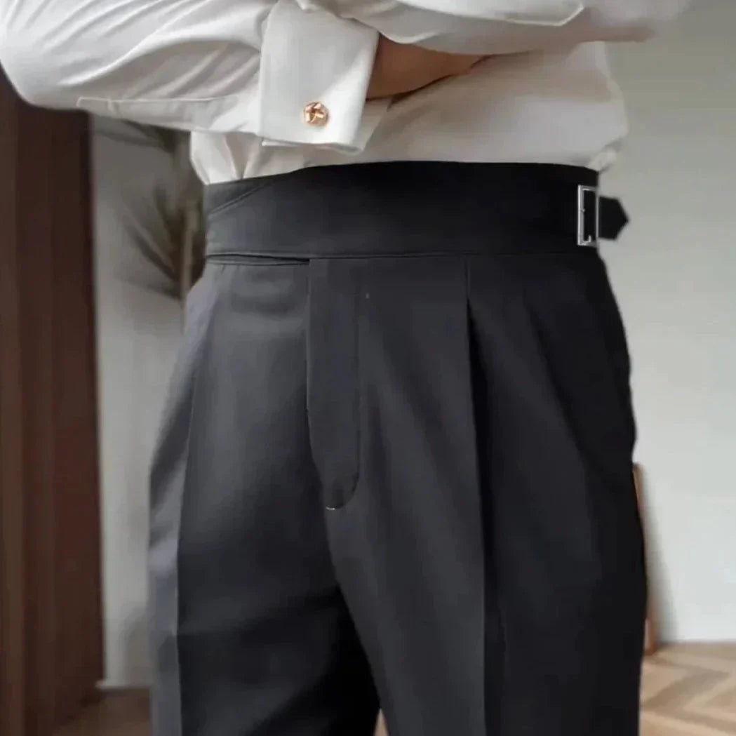 Hubert | Klassieke broek met hoge taille en gesp