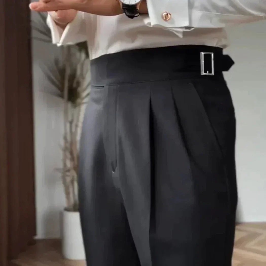 Hubert | Klassieke broek met hoge taille en gesp